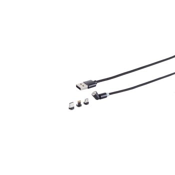 USB-A Magnetladekabel, 3in1, 540°, schwarz, 2m
