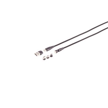 USB-C Magnetkabel, 6in1, 540°, PD 7-Pin, 60W, schwarz, 2m