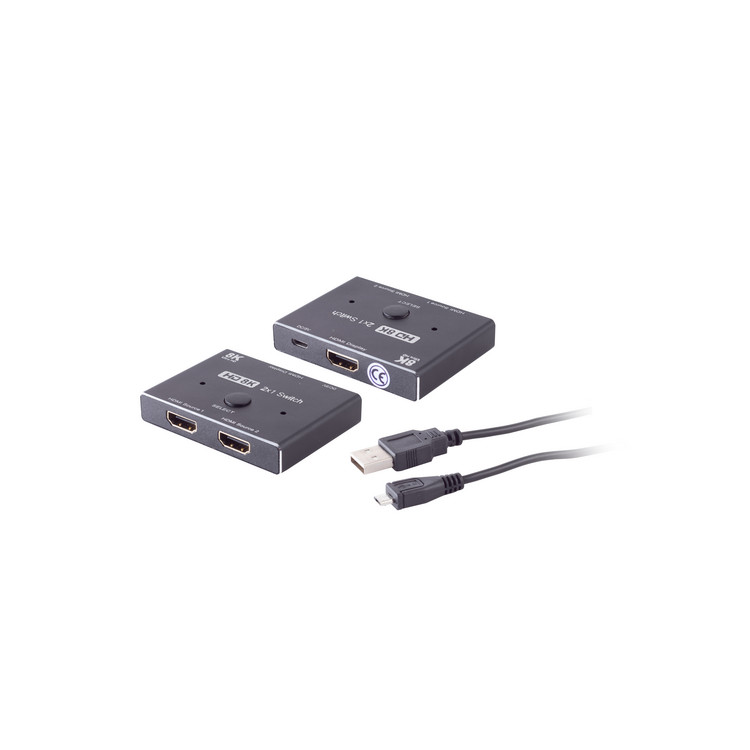 HDMI Umschalter 2x1, Metall, 8K60Hz, schwarz