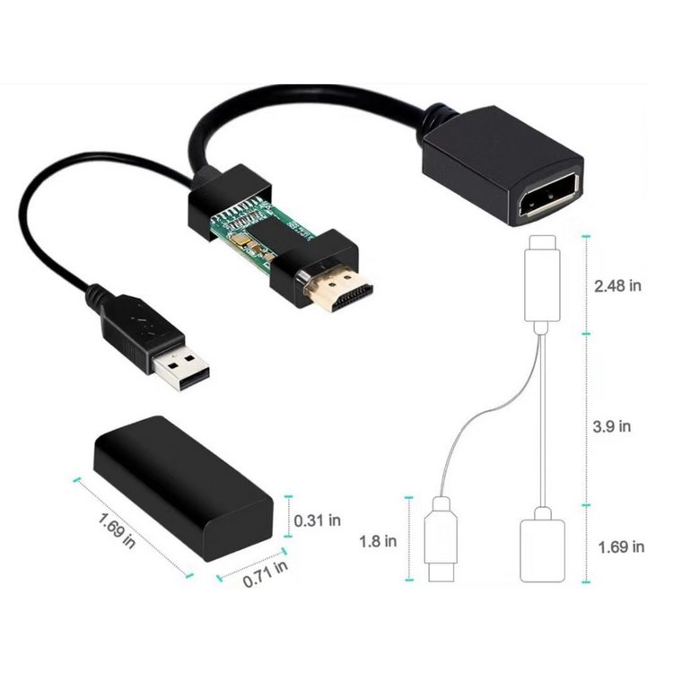 Adapter-HDMI-A Stecker auf DisplayPort Buchse, 4K60Hz, 20cm