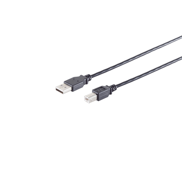 USB-A Adapterkabel, USB-B, 2.0, schwarz, 0,25m