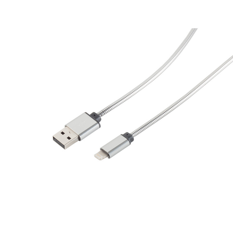 USB Lade-Sync Kabel USB A/ 8-pin Steel Silber 1,2m