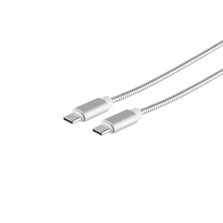 USB Lade-Sync Kabel USB C/ C Stecker Steel Silber 1m