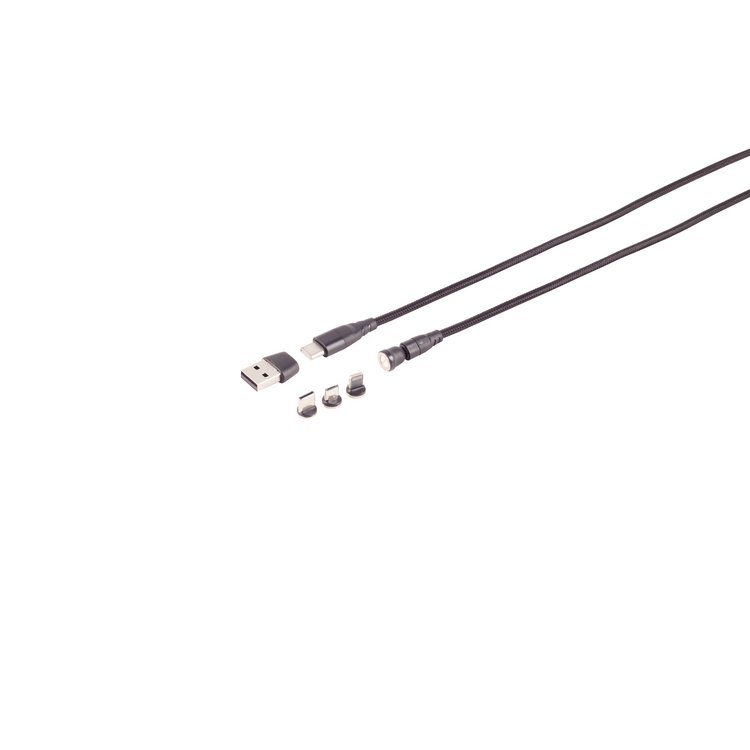 USB-C Magnetkabel, 6in1, 540°, PD 7-Pin, 60W, schwarz, 2m