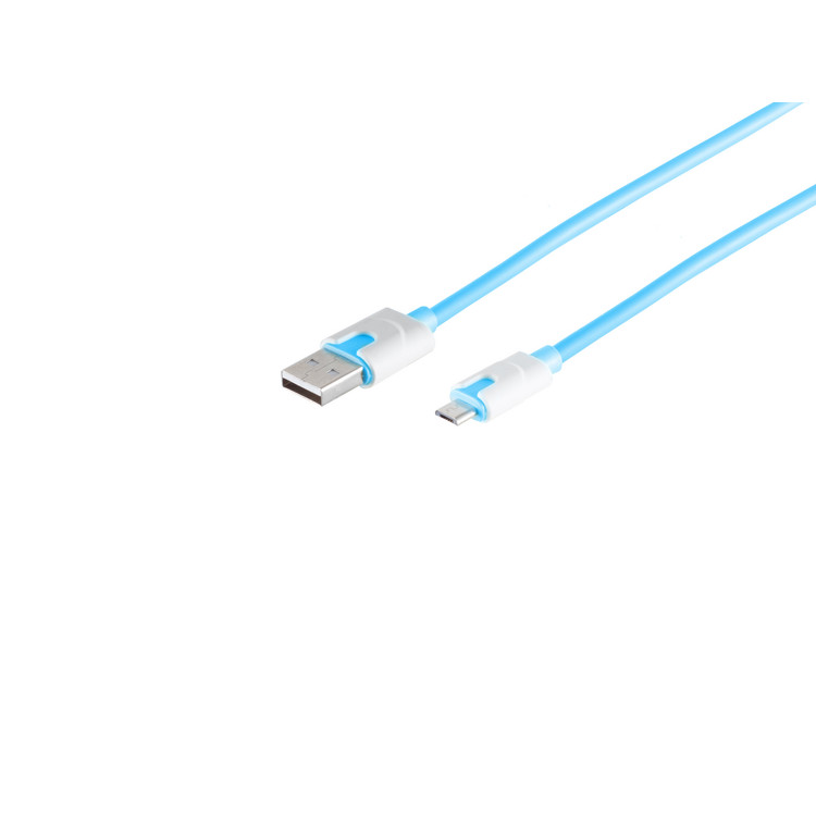 USB-Ladekabel A Stecker auf Micro B, blau, 0,3m