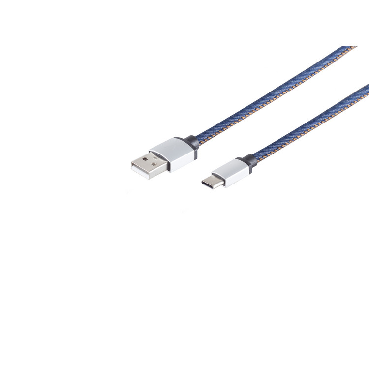 USB-Ladekabel A Stecker auf USB Typ C, blau 2m