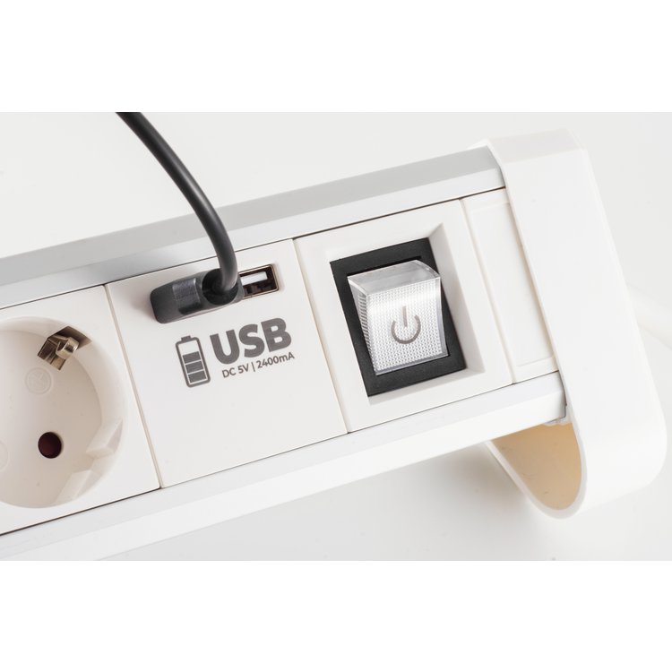 Tischsteckdosenleiste 4-fach mit USB Ladefunktion
