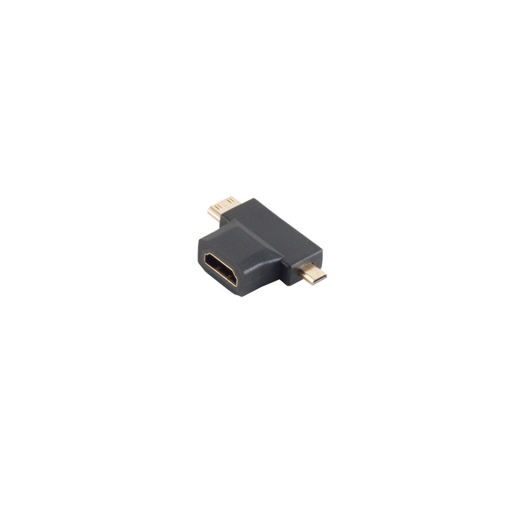 Adapter, HDMI-A Buchse/ HDMI-D + C Stecker, verg.