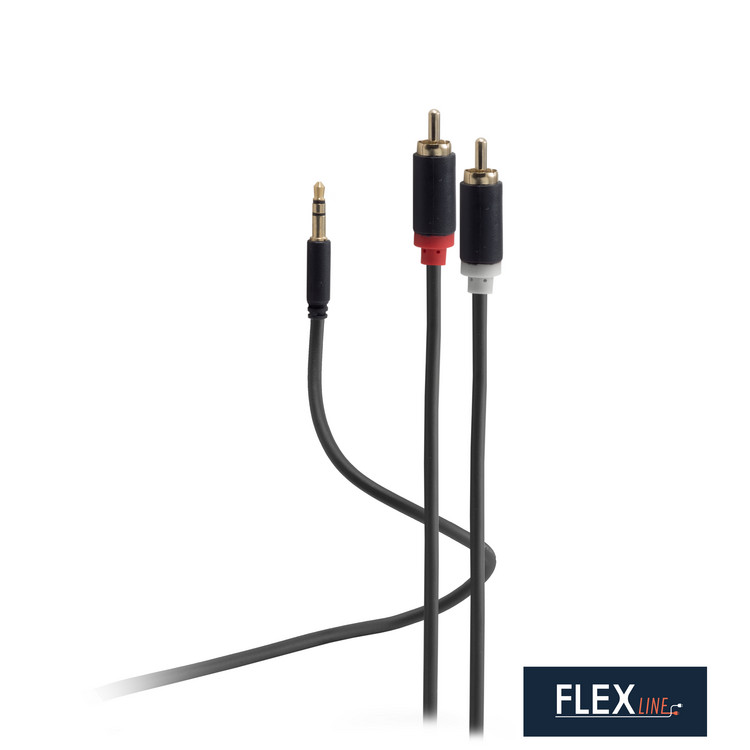 Flexline®-mini 3,5mm Klinke auf Cinch RCA Kabel, schwarz 1,5m