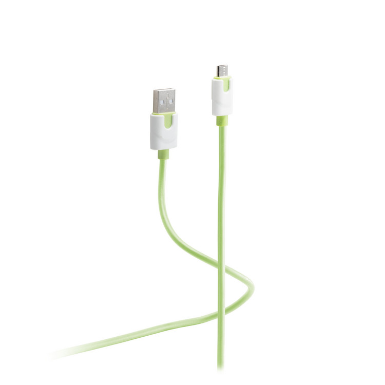 Flexline®-USB-Ladekabel A Stecker auf Micro B, grün, 0,3m