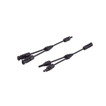 MC4 T-Adapterkabel Set, 2/1, 6mm², schwarz/schwarz, 30cm