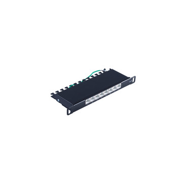 Slim Patchpanel Cat.6A, 8 Port 0,5HE, 10