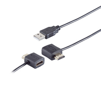 HDMI Strom-Einspeiseadapter, HDMI + USB, schwarz