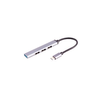 USB-C Hub, 3.0, 4-fach USB-A, ALU, slim, 0,12m