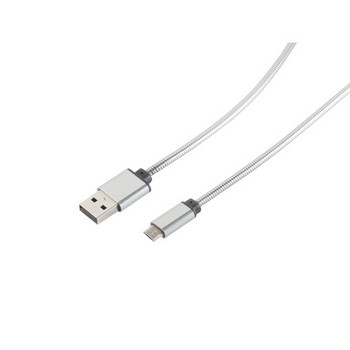 USB Lade-Sync Kabel USB A/ micro, Steel Silber 1m