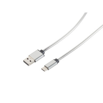 USB Lade-Sync Kabel A/ Type 3.1 C  Steel Silber 1m