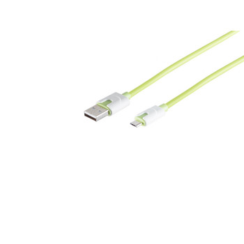 USB-Ladekabel A Stecker auf USB Micro B, grün 0,9m