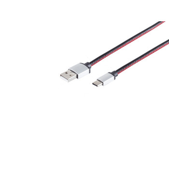 USB-Ladekabel A Stecker auf USB Typ C schwarz, 2m