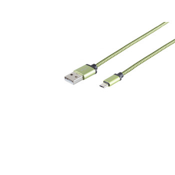 USB-Ladekabel A Stecker auf USB Micro B grün, 0,9m