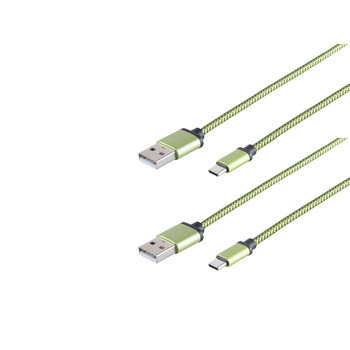 2x USB-Ladekabel A Stecker auf USB Typ C grün 0,9m