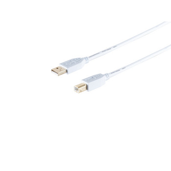 USB High Speed 2.0 Kabel, A/B Stecker, USB 2.0, weiß, 1,8m