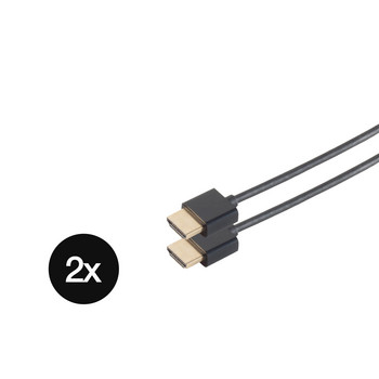 SET 2 x SLIM-HDMI Kabel extra dünn schwarz 1,5m